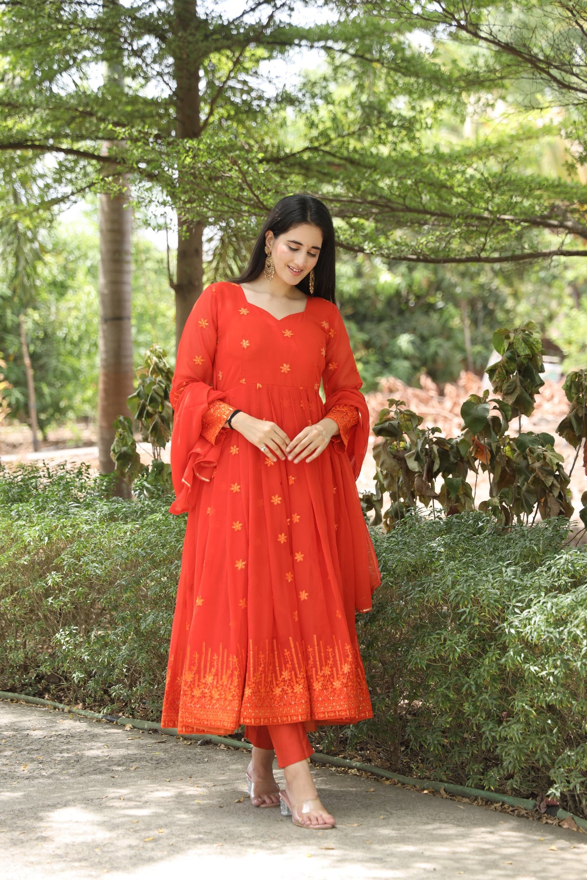 KESHVI'S ORANGE COLOURED ANARKALI SUIT SET LW 05