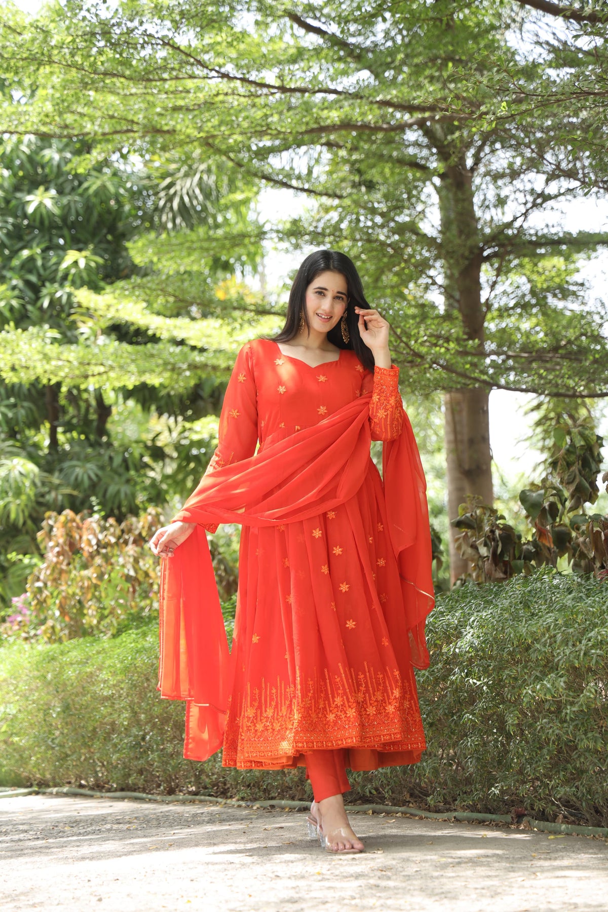 KESHVI'S ORANGE COLOURED ANARKALI SUIT SET LW 05