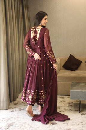 VIBHUTI'S WINE COLOURED ANARKALI SUIT SET LW 06