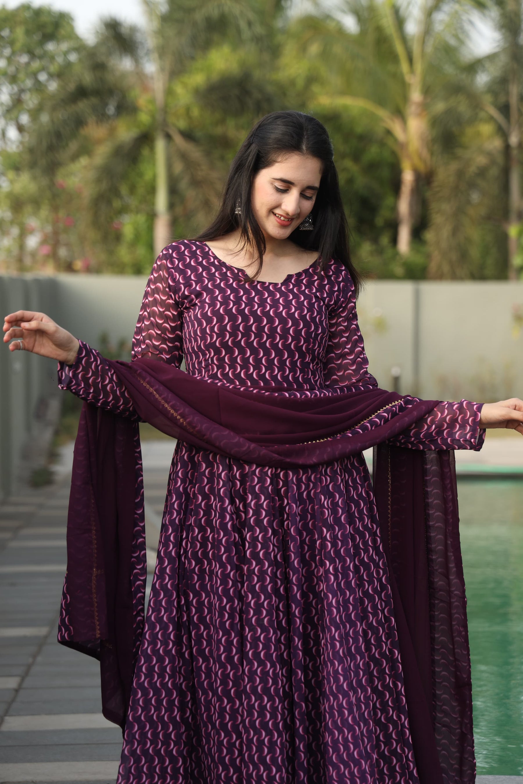 DHARANI'S WINE COLOURED ANARKALI SUIT SET LW 12