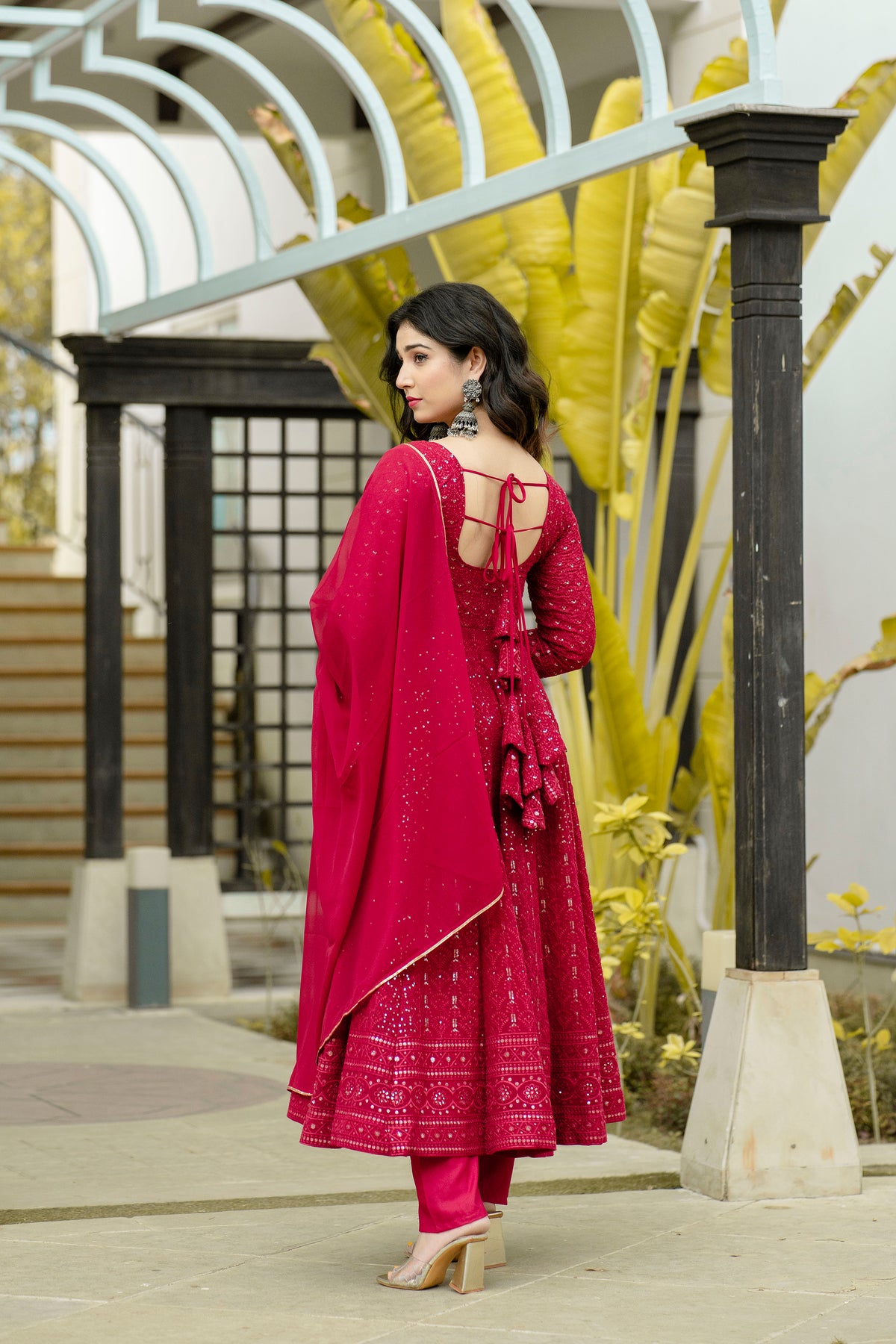 ATMIYA RED ANARKALI SUIT SET LW 6013