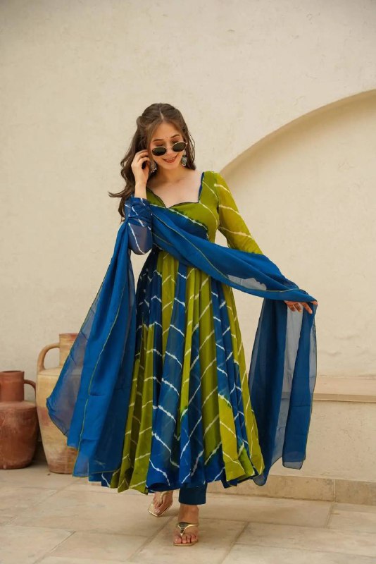 LAHERIYA BLUE FANCY ORGENZA SET 6007