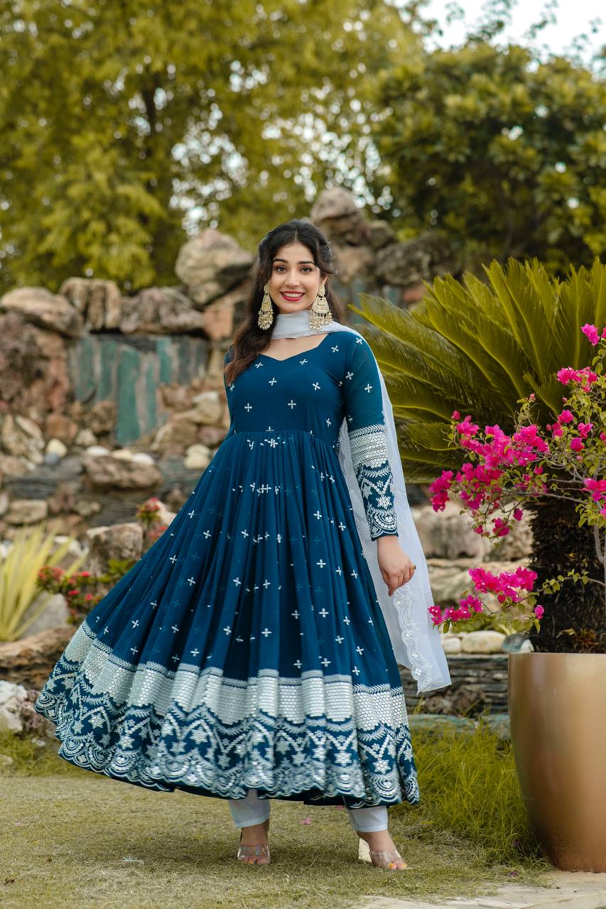 ZENNY EMBROIDERY WORKED ANARKALI SUIT SET LW 6018