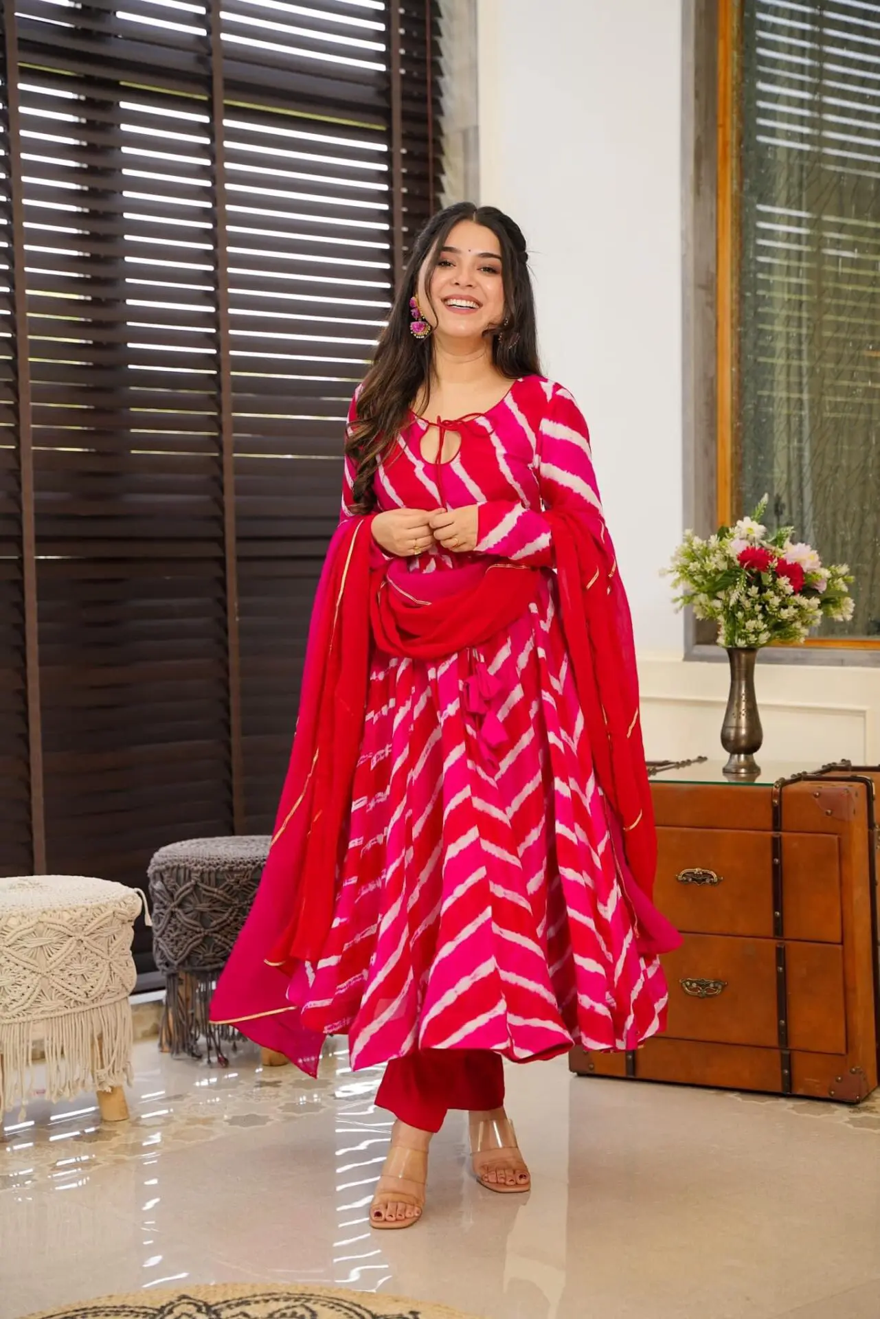 Pink Colored Real Heavy Printed Work Gown Set LW 140