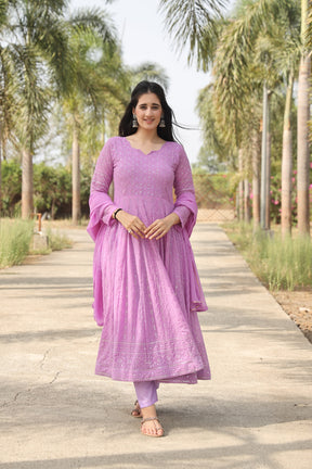 AADHYA PURPLE ANARKALI SUIT SET LW 01