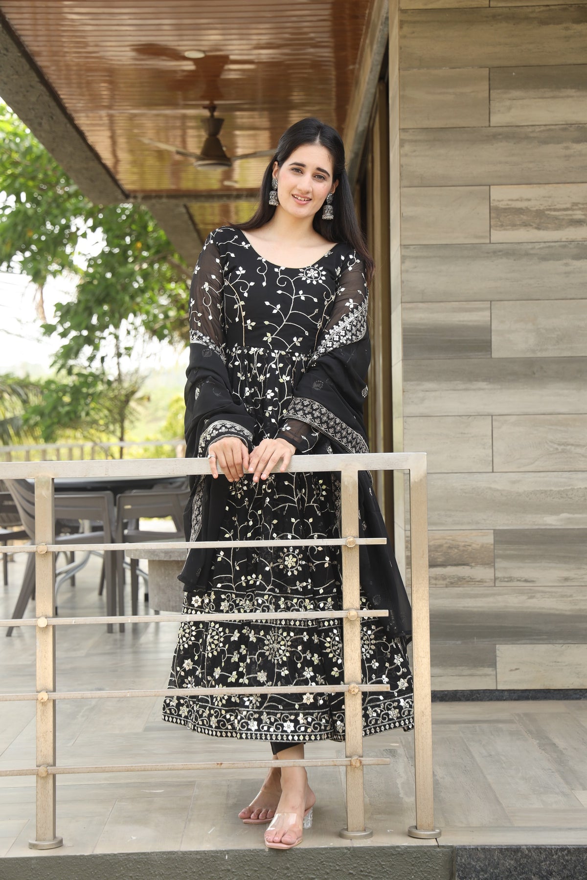 DAMINI'S BLACK COLOURED ANARKALI SUIT SET LW 03