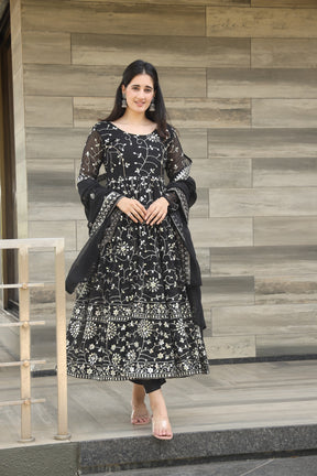 DAMINI'S BLACK COLOURED ANARKALI SUIT SET LW 03