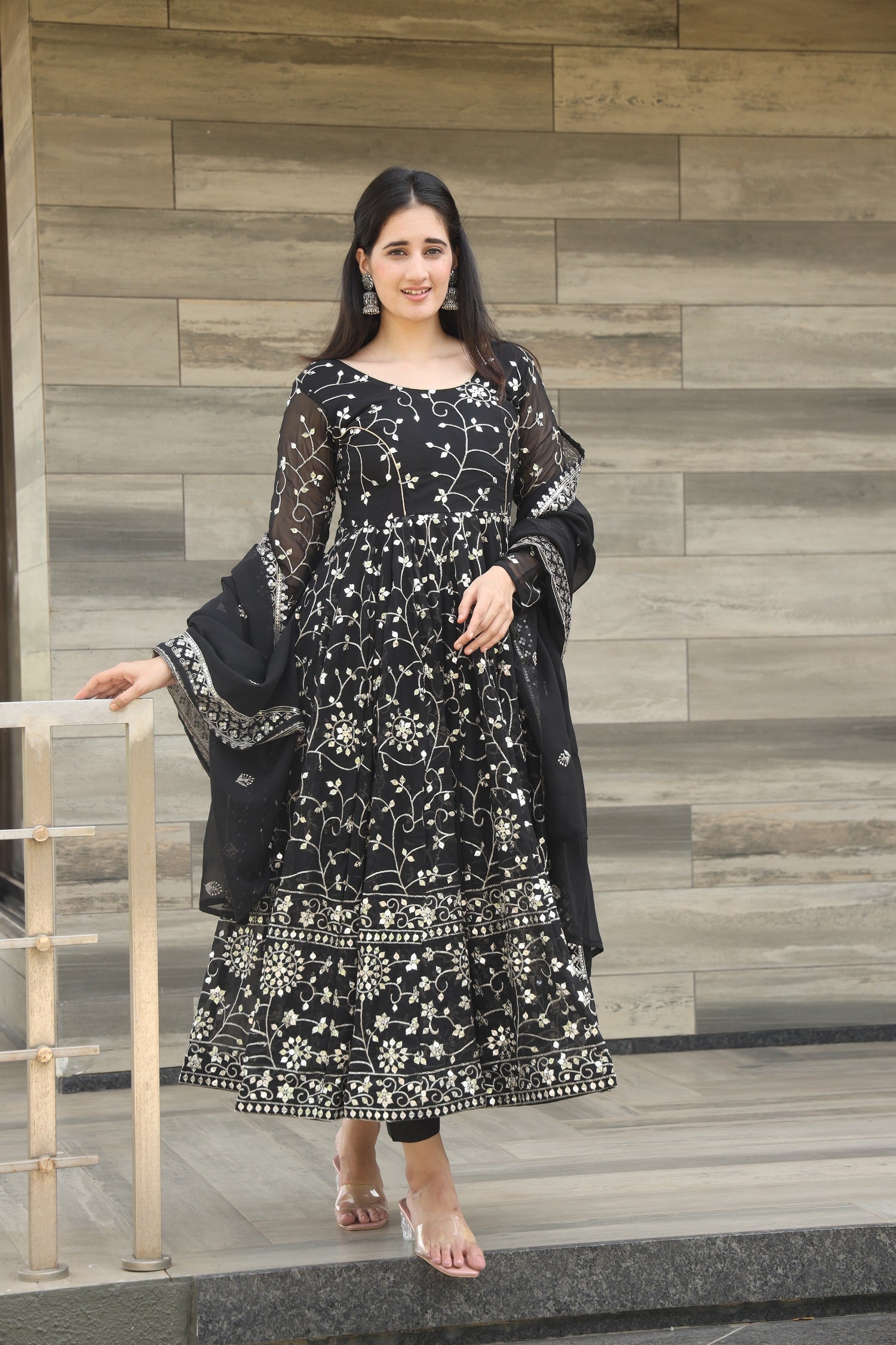 DAMINI'S BLACK COLOURED ANARKALI SUIT SET LW 03