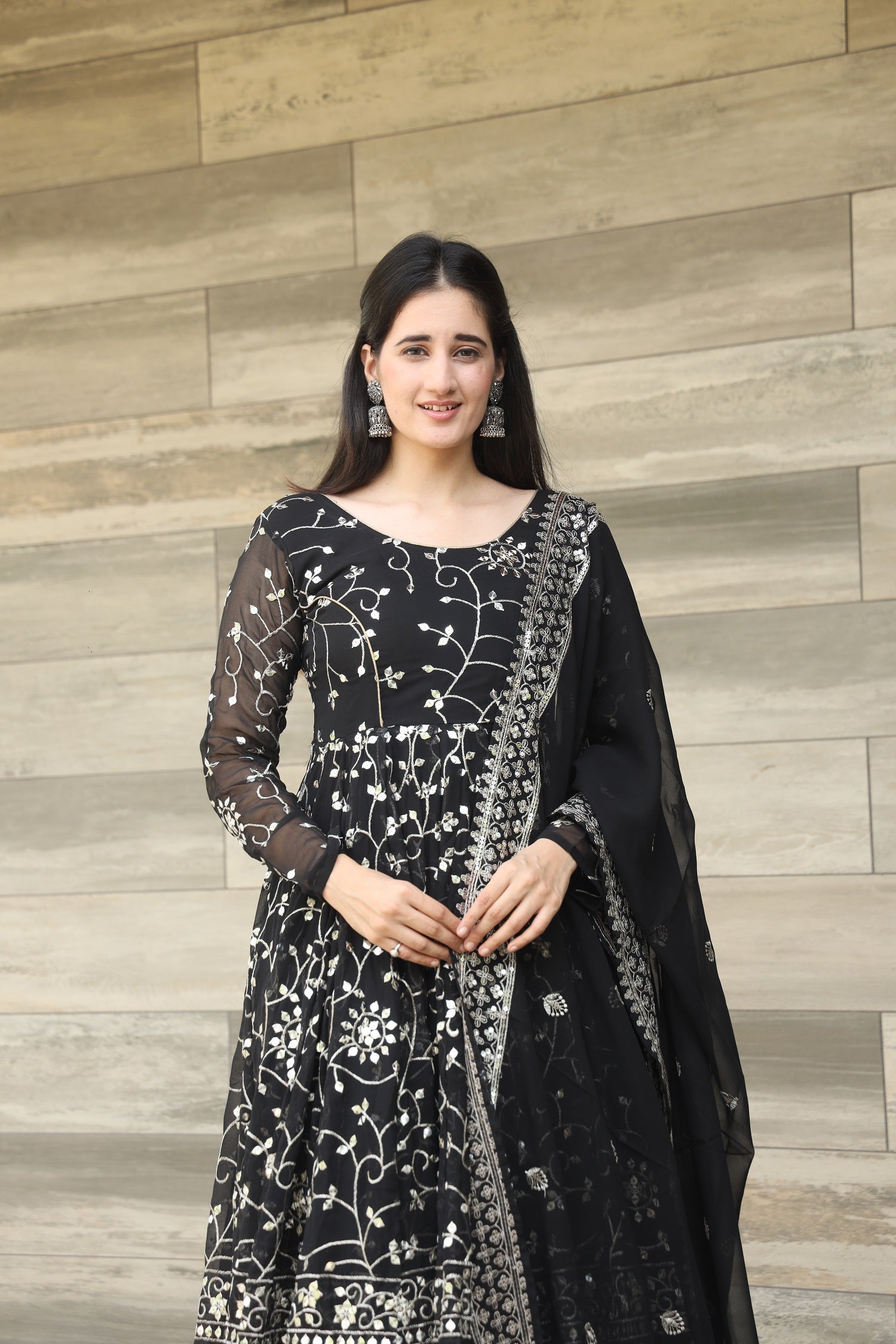 DAMINI'S BLACK COLOURED ANARKALI SUIT SET LW 03