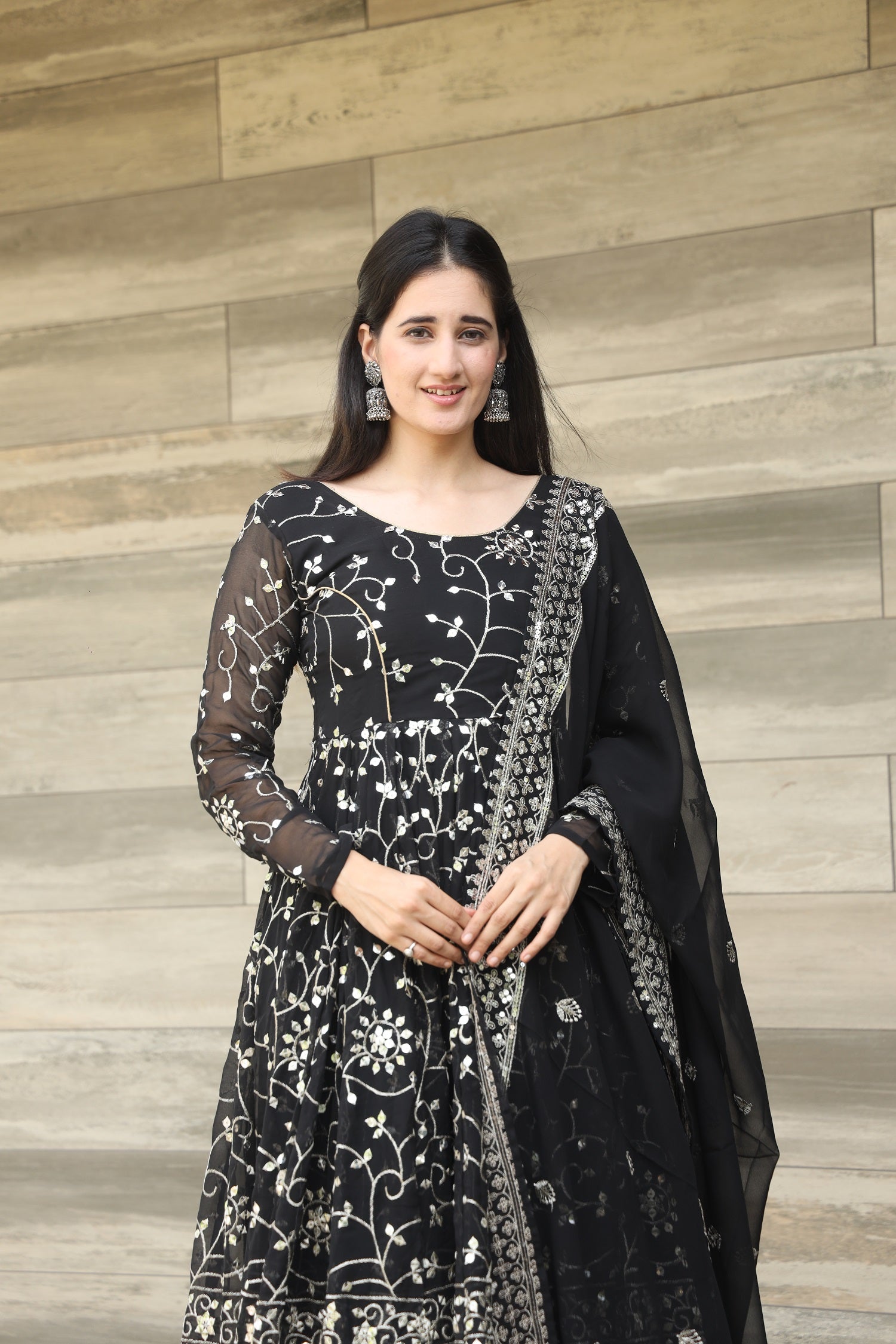 DAMINI'S BLACK COLOURED ANARKALI SUIT SET LW 03