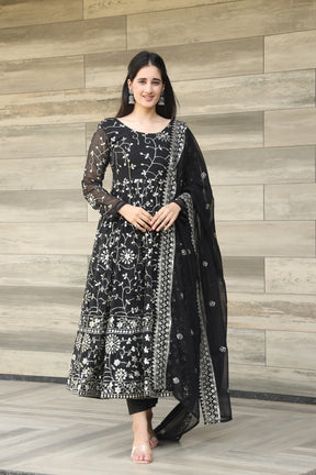 DAMINI'S BLACK COLOURED ANARKALI SUIT SET LW 03