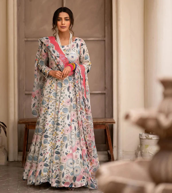 ALIYA GOWN AND DUPATTA SINON FABRIC SUIT SET LW 127