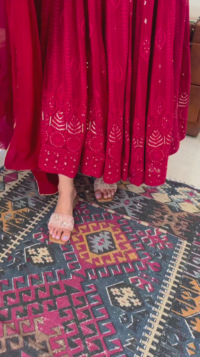 MAROON EMBROIDERED GEORGETTE SUIT SET