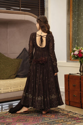 BLACK EMBROIDERED GEORGETTE SUIT SET